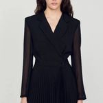 Sandro  dual-material long sleeved dress- size 2 Photo 4