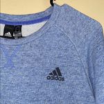 Adidas  Women’s Boxy Cropped Athletic Athleisure Blue Crewneck Sweatshirt Photo 2