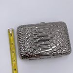NEW MMS Design Studio Hard Shell Silver Metallic Clutch Mini Purse Chain Strap Photo 7