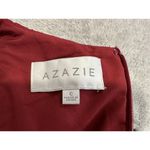 Azazie  Amber Burgundy Custom Lace Bodice High Neck Maxi Dress Photo 5