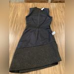 Carven black asymmetrical jaquered black sleeveless Shift Cocktail mini Dress 34 Size 4 Photo 13
