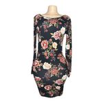 Heart & Hips #825  Women's Medium Black Floral Print Midi Dress Photo 1