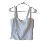 NWT Quince Sleeveless Smocked Back Square Neck Crop Tank Top White Women Medium Photo 1