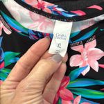 Croft & Barrow  Black and pink tropical Floral Swim Rashguard Photo 1