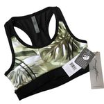 X By Gottex Mesh Contrast Floral Scoop Neck Racerback Sports Bra XS Green Black Photo 0