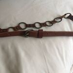 American Eagle skinny belt size large metal loops hoops brown leather O rings Photo 4
