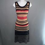 Boston Proper  Vintage Knit Knee Length Beige Black Dress Womens Large Photo 1