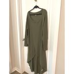 Venus  Olive Green Waffle Knit High Low Asymmetrical Midi Dress Plus 1X Thermal‎ Photo 1
