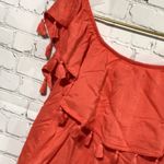 a.n.a BoHo Style off the shoulder  tassel top in coral orange Sz Medium Photo 3