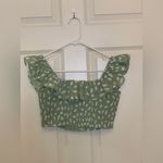 Lulus Sage Green Off-Shoulder Skort Set with White Accents. Size-Small Photo 3