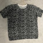 Sag Harbor Black and White Animal Printed Soft Cozy Short Sleeve Sweater Top Size M Photo 0