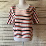 J.Crew  Red, White, and Blue Striped Cropped T-Shirt Photo 0