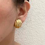 Trifari Vintage 60’s Polished Gold- tone Dome Clip On Earrings Photo 1