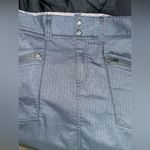 Athleta  Passage Mini Skirt Womens 6 Gray Denim Look Double Button Stretch Photo 2