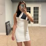 Adidas  Asymmetrical Black and White Mesh High Neck Bodycon Dress Photo 2