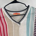 VILAGALLO Top Size Small Stripes Linen Blend Short Sleeve Multi Color V Photo 3