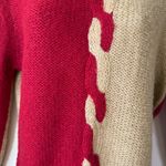 Spiegel Two Tone Cable Knit Braided Sweater Red Tan Long Sleeve Women's L Boho Photo 6