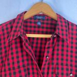 CHAPS Red Black Gingham Plaid Button Front Long Sleeve Flannel Shirt Size XL Photo 2
