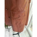 Lantry Leathers Red/Brown Leather Coat With Fur ~ Penny Lane Boho Excellent Cond Brown Size M Photo 3