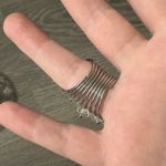 White Faux Diamond Rhinestone Gem Tiered Stacked Oversized Silver Toned Ring Photo 2