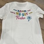 White Graphic Tee with Colorful sequins Photo 0