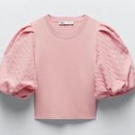 ZARA Pink Puff Sleeve Sweater Top Photo 0