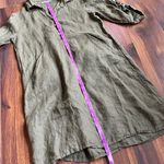 Elena Baldi 100% Linen Collared Button Shirt Dress With Pockets Olive Green Size XS Photo 9