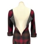 Black Halo | 4 / S | Jackie Plaid Print Cowl Neck 3/4 Sleeve Midi Sheath Dress Photo 4