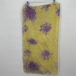 Vintage *Flaws* Style Unbranded Yellow Silk Square Purple Scarf Spring Photo 5