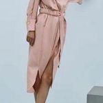 ZARA  Oversized Mauve Pink Shirt Long Sleeve Dress with Belt Size Large Photo 1
