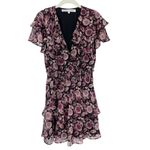 Rebecca Minkoff Miley Floral Ruffle Mini Dress Pink Black Size Medium Photo 2
