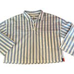 Kule The Keaton Crop Button Down Shirt white & sky blue size small Photo 5