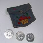 Vintage denim cherry basket coin purse • button pouch • with lucky coins Photo 5