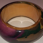 Vintage Lucite Floral Chunky Retro Boho Bangle Bracelet Purple Photo 7