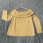 Loft NWT  Womens Ribbed Off The Shoulder Top Sweater Long Sleeves Sz L Photo 0
