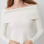 Ann Taylor Off-the-Shoulder Sweatshirt. Size XS. Ivory Color Photo 0