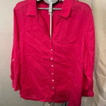 Sigrid Olsen  bright pink 100% Linen‎ Button Down Shirt Size 2X Photo 0