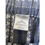 Passports  Women's Medium Gray Pull On Skirt White Embroidered Flower Boho Cottag Photo 4