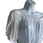 Elan Boutique Women CropTop M White Scoop Neck Short Sleeve Gauzey Beachy Resort NEW Photo 4