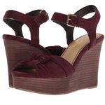 Anthropologie Splendid Nada plum suede platform wedge open-toe heels Photo 0