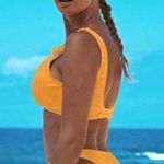 Boutique Yellow front knot ribbed bikini Photo 2