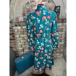 Handmade shirt dress kitten bow floral teal green white peach bespoke Photo 3