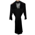 Jane Lamerton black satin lace trim belted midi robe size small NEW Photo 2