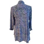 Go Fish Size S Botanical Leaf Watercolor Print Button Front Shirt Tie Neck Purple Photo 1