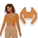 Forever 21  Orange Long Sleeves Cropped Top M/L Photo 1