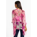 Johnny Was NWT  KATIA Silk Floral Irregular Oversized Blouse Size L/XL Pink Photo 1