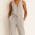 Charming Charlie  Gray Sleeveless Jumpsuit Size S Drawstring Waist Casual Chic Photo 1
