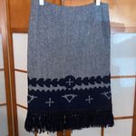 Tory Burch  navy blue wool blend fringe skirt size 8 Photo 1
