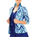 Lilly Pulitzer Mindy Shawl Collar Cardigan Blazer in Blue Swish Print, Size XS Photo 1