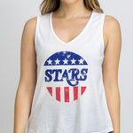 Style & Co  Stars Graphic Tank Top White Sleeveless Patriotic USA Women’s Size XL Photo 0